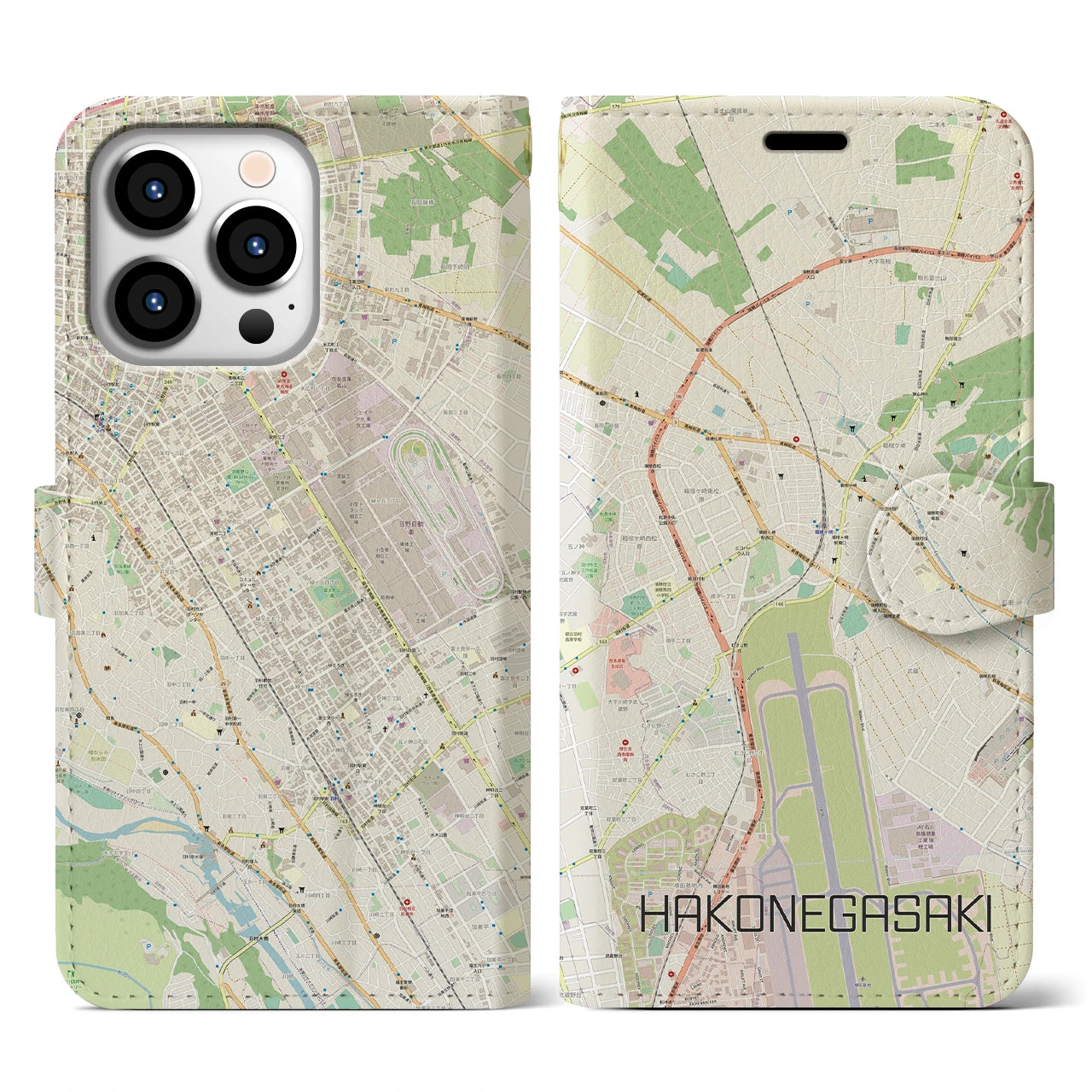 【箱根ケ崎(東京都)】地図柄iPhoneケース(手帳タイプ)