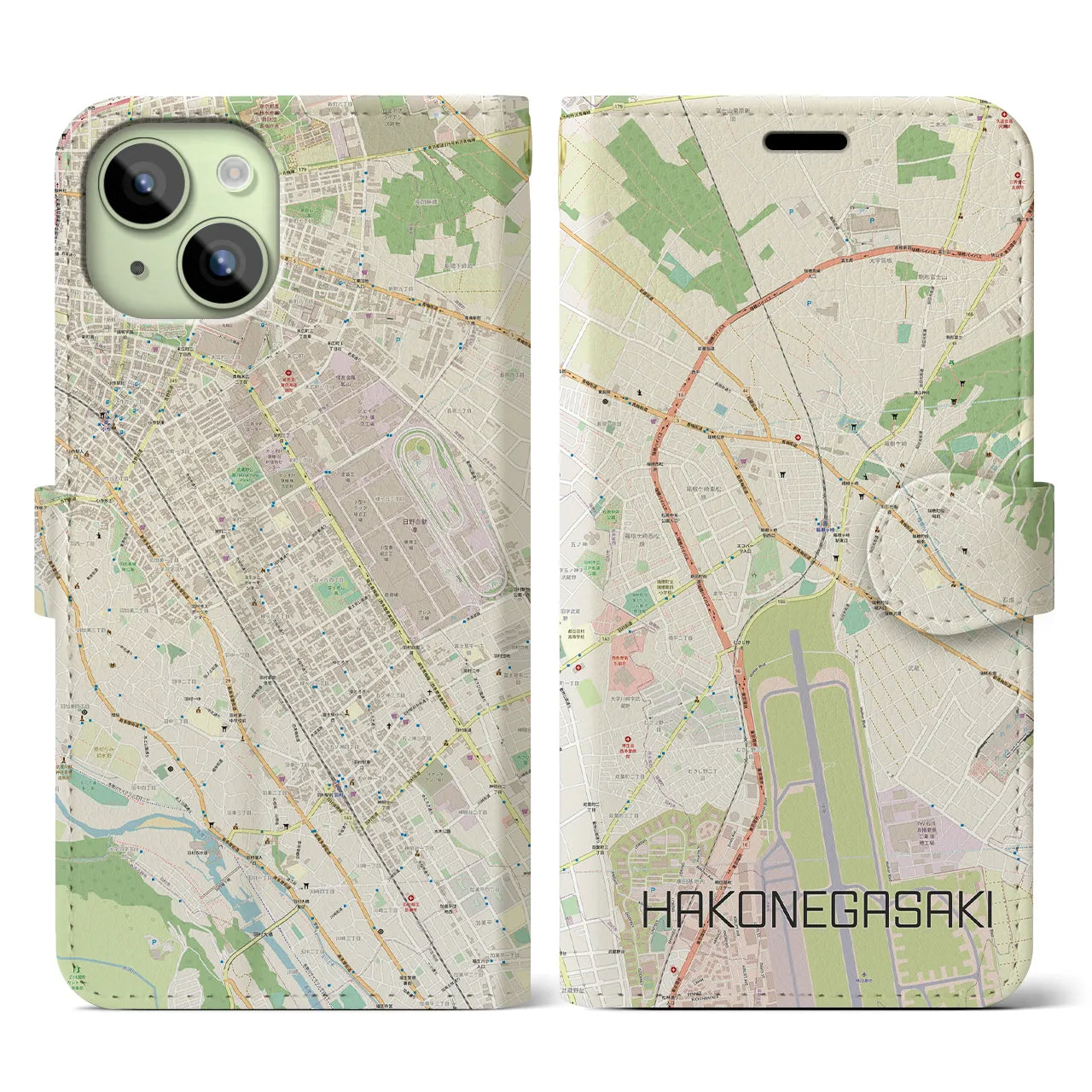【箱根ケ崎(東京都)】地図柄iPhoneケース(手帳タイプ)