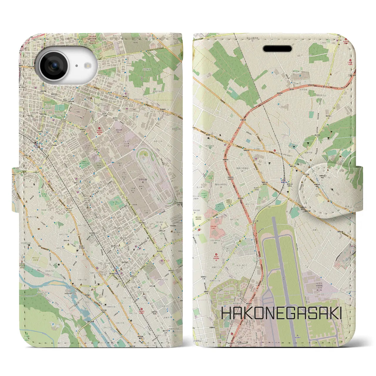 【箱根ケ崎(東京都)】地図柄iPhoneケース(手帳タイプ)