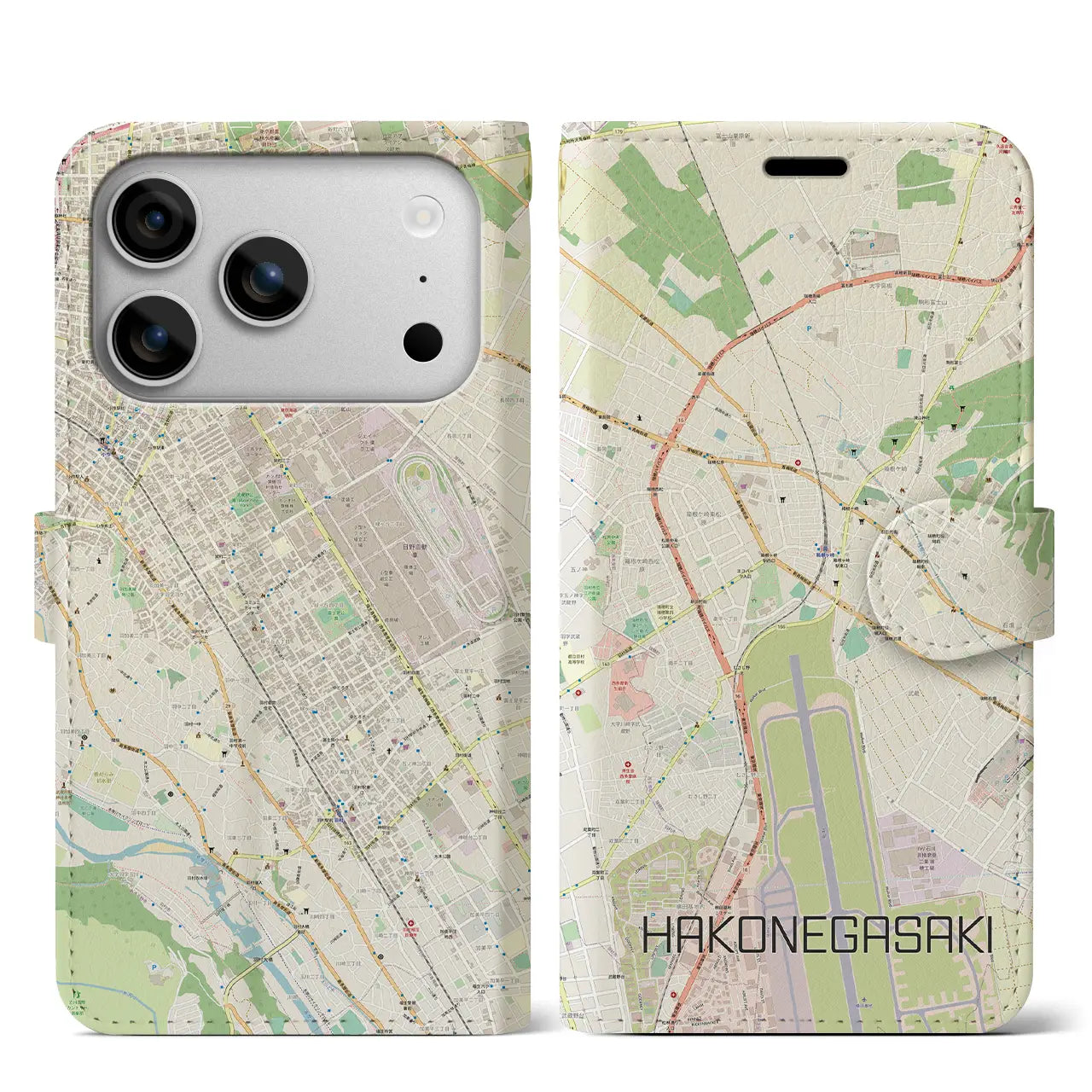 【箱根ケ崎(東京都)】地図柄iPhoneケース(手帳タイプ)