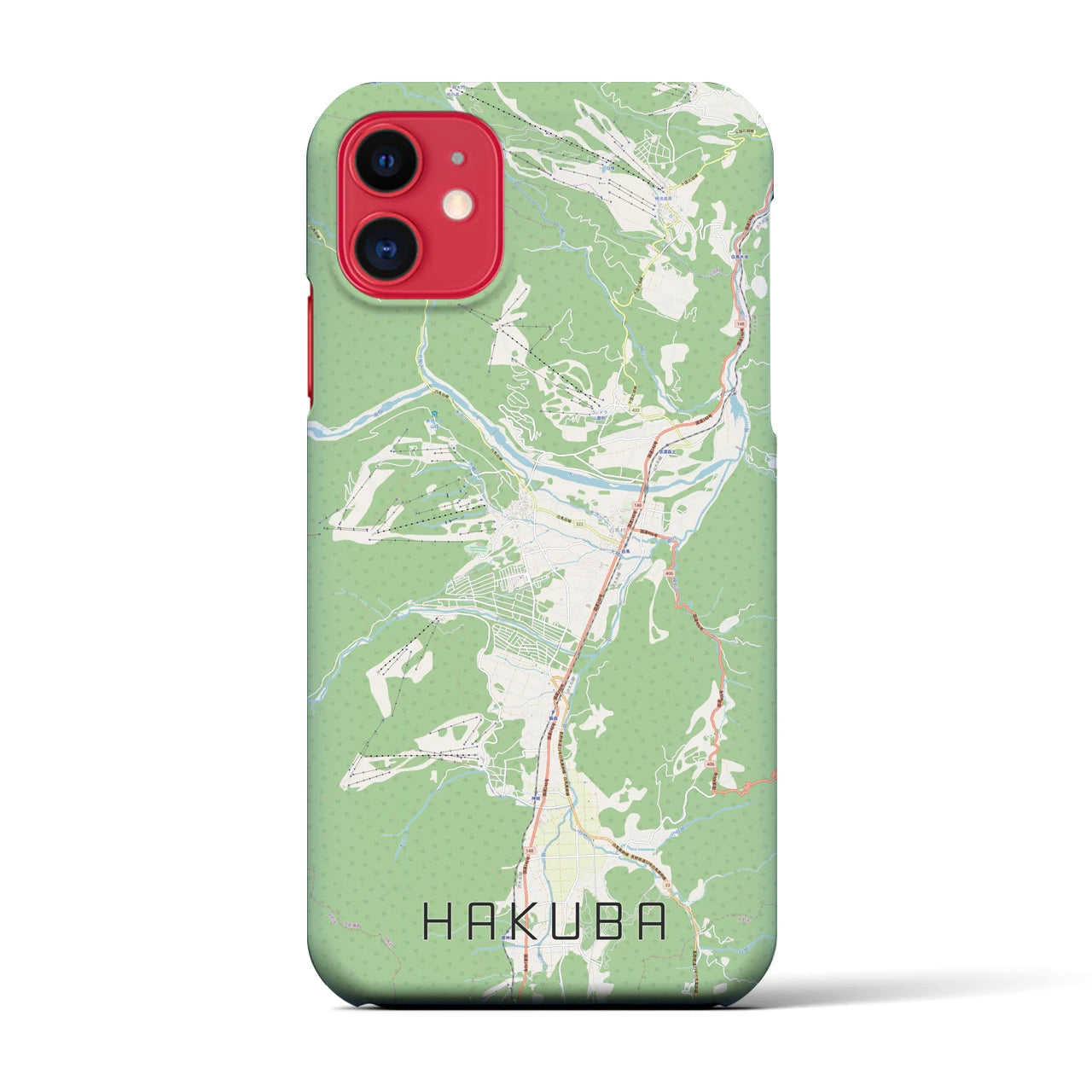 【白馬(長野県)】地図柄iPhoneケース(バックカバータイプ)