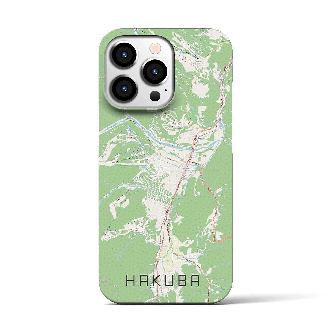 【白馬(長野県)】地図柄iPhoneケース(バックカバータイプ)