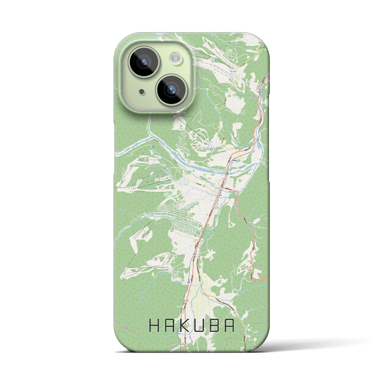 【白馬(長野県)】地図柄iPhoneケース(バックカバータイプ)