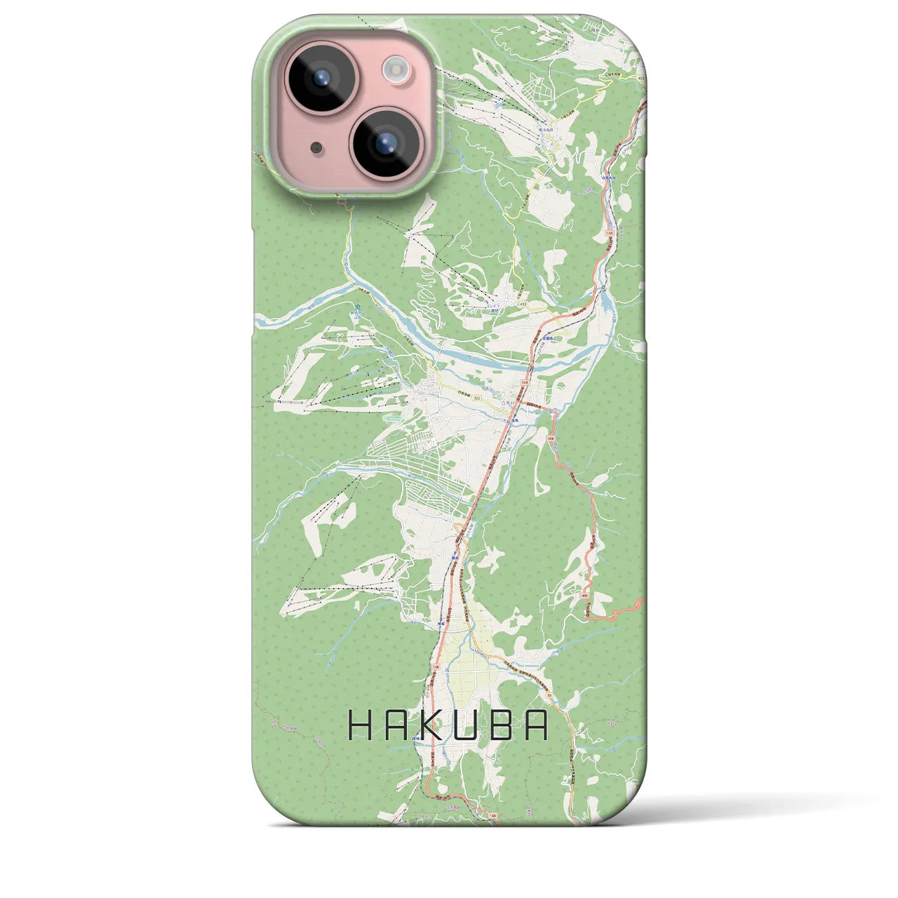 【白馬(長野県)】地図柄iPhoneケース(バックカバータイプ)
