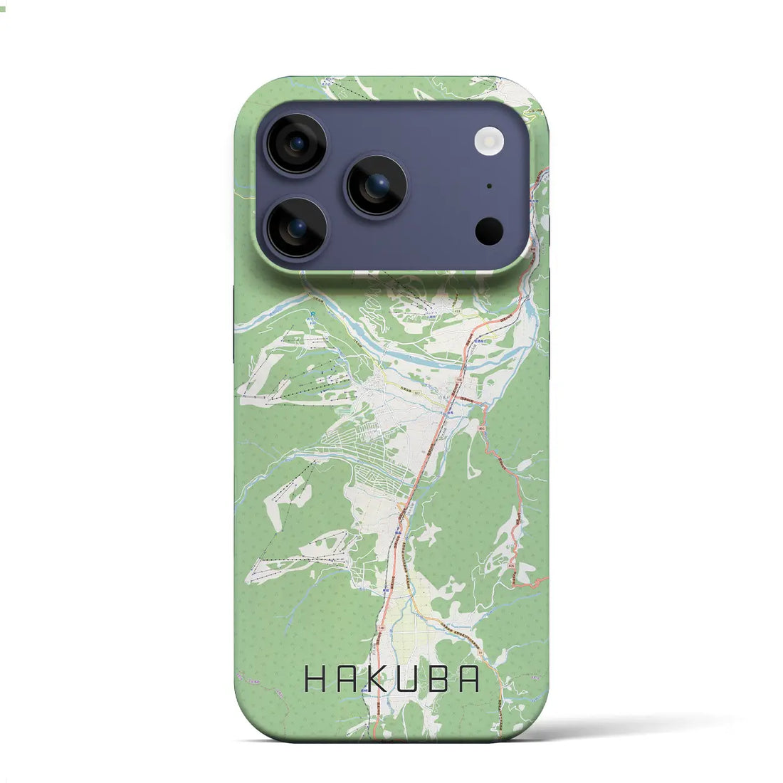 【白馬(長野県)】地図柄iPhoneケース(バックカバータイプ)ナチュラル・iPhone 17 Pro Max 用