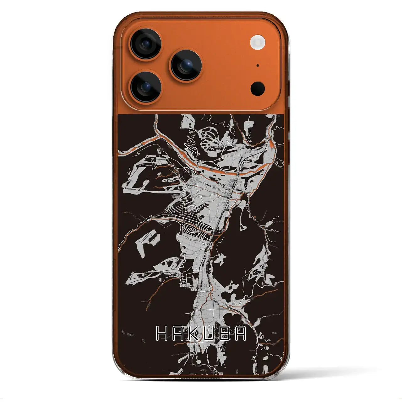 【白馬(長野県)】地図柄iPhoneケース(クリアタイプ)モノトーン・iPhone 17 Pro Max 用