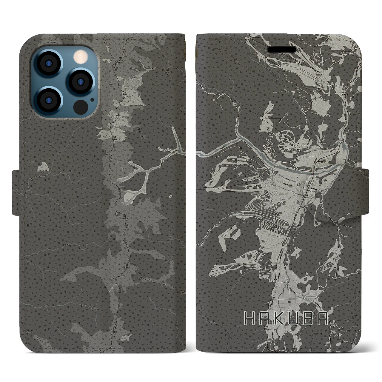 【白馬(長野県)】地図柄iPhoneケース(手帳タイプ)