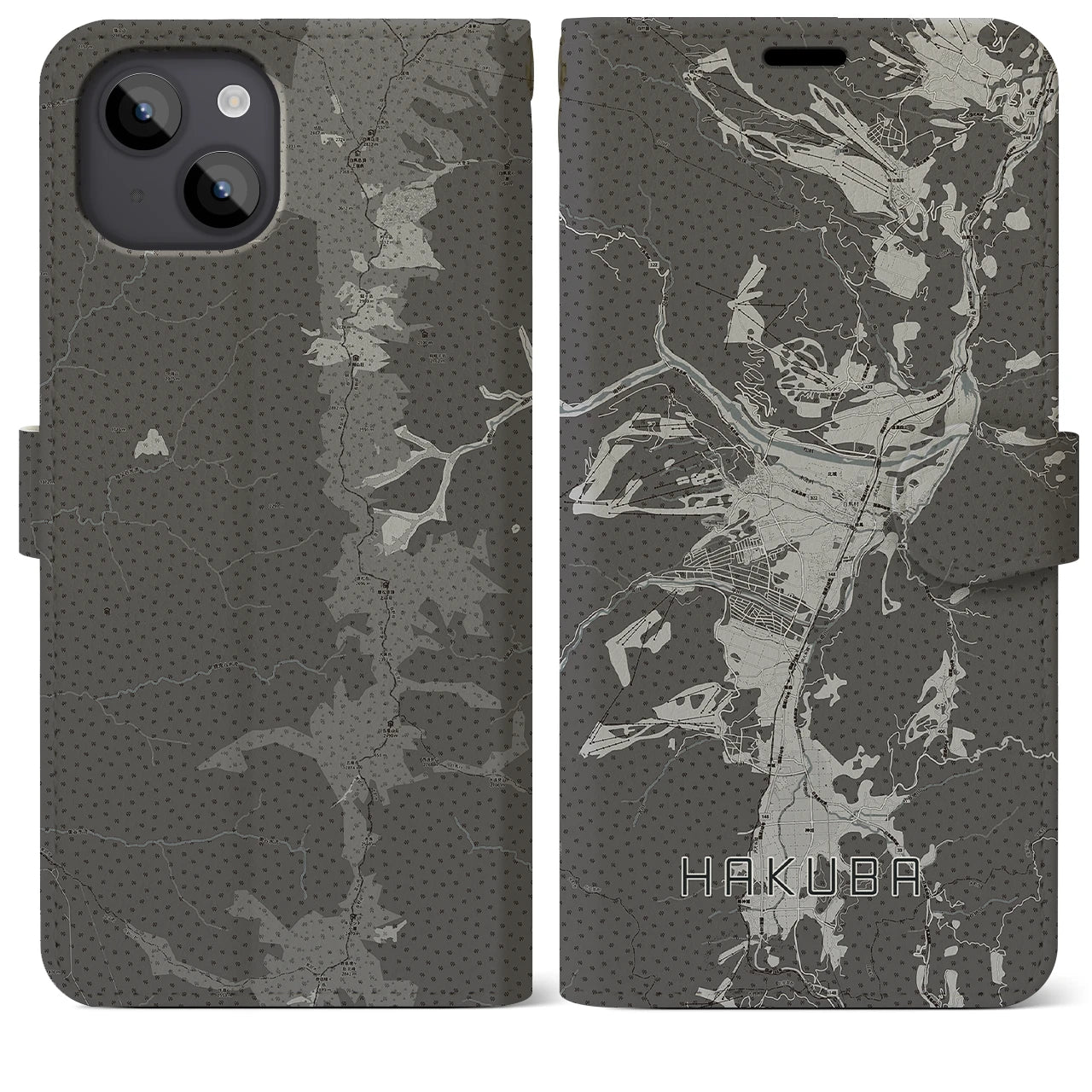 【白馬(長野県)】地図柄iPhoneケース(手帳タイプ)