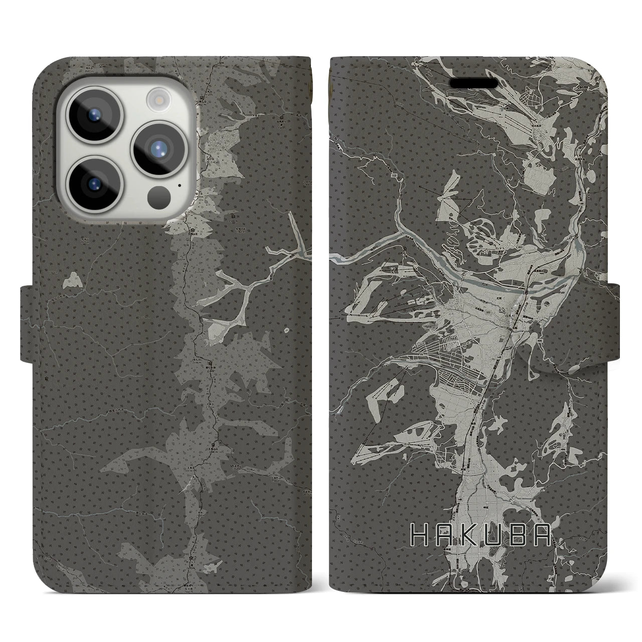 【白馬(長野県)】地図柄iPhoneケース(手帳タイプ)