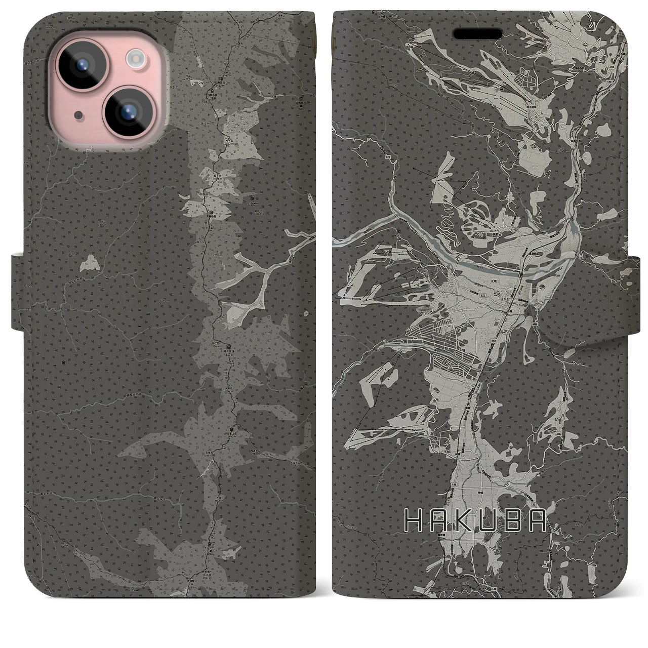 【白馬(長野県)】地図柄iPhoneケース(手帳タイプ)