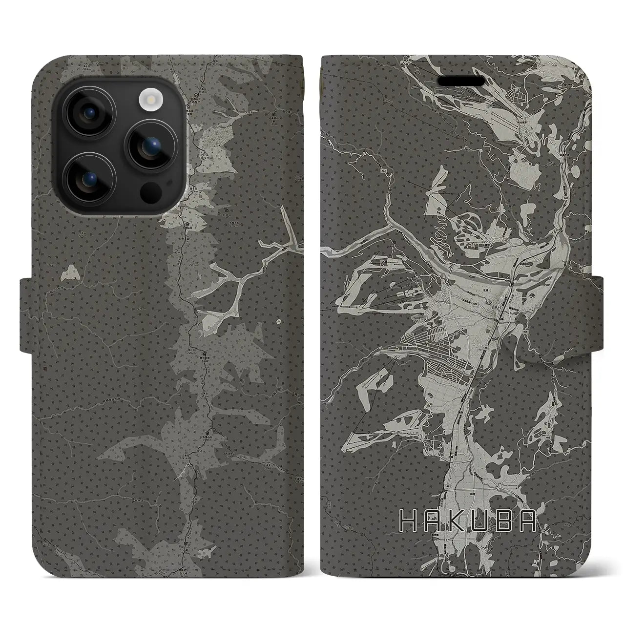 【白馬(長野県)】地図柄iPhoneケース(手帳タイプ)