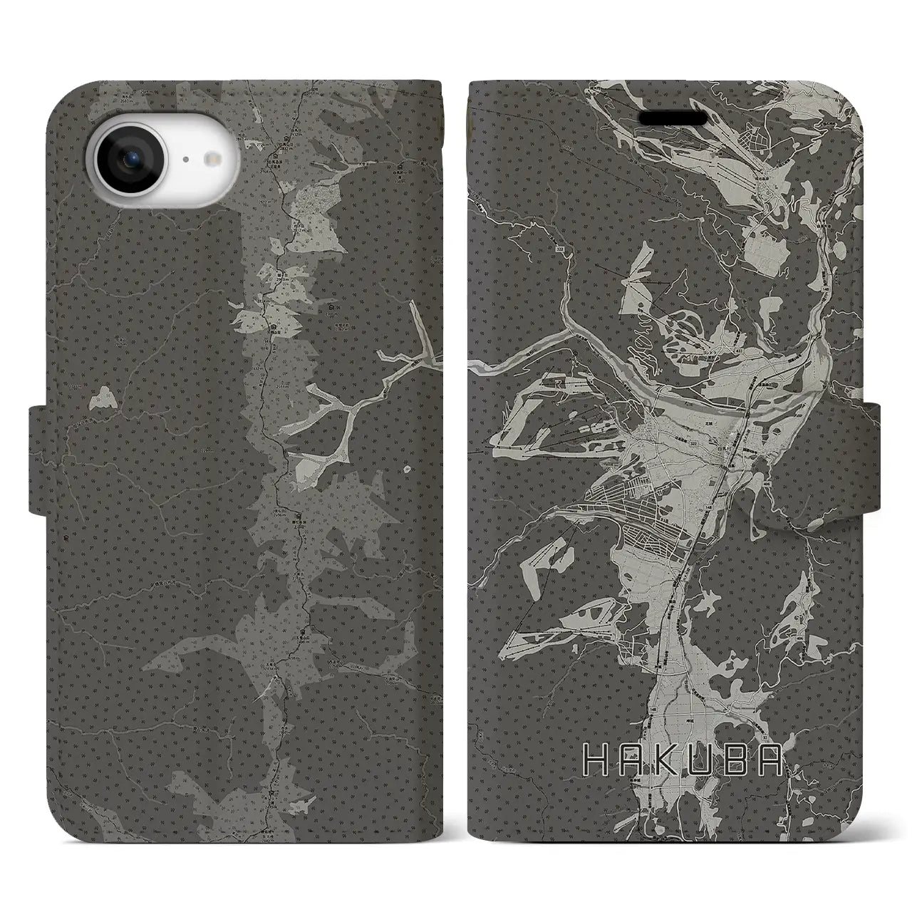 【白馬(長野県)】地図柄iPhoneケース(手帳タイプ)