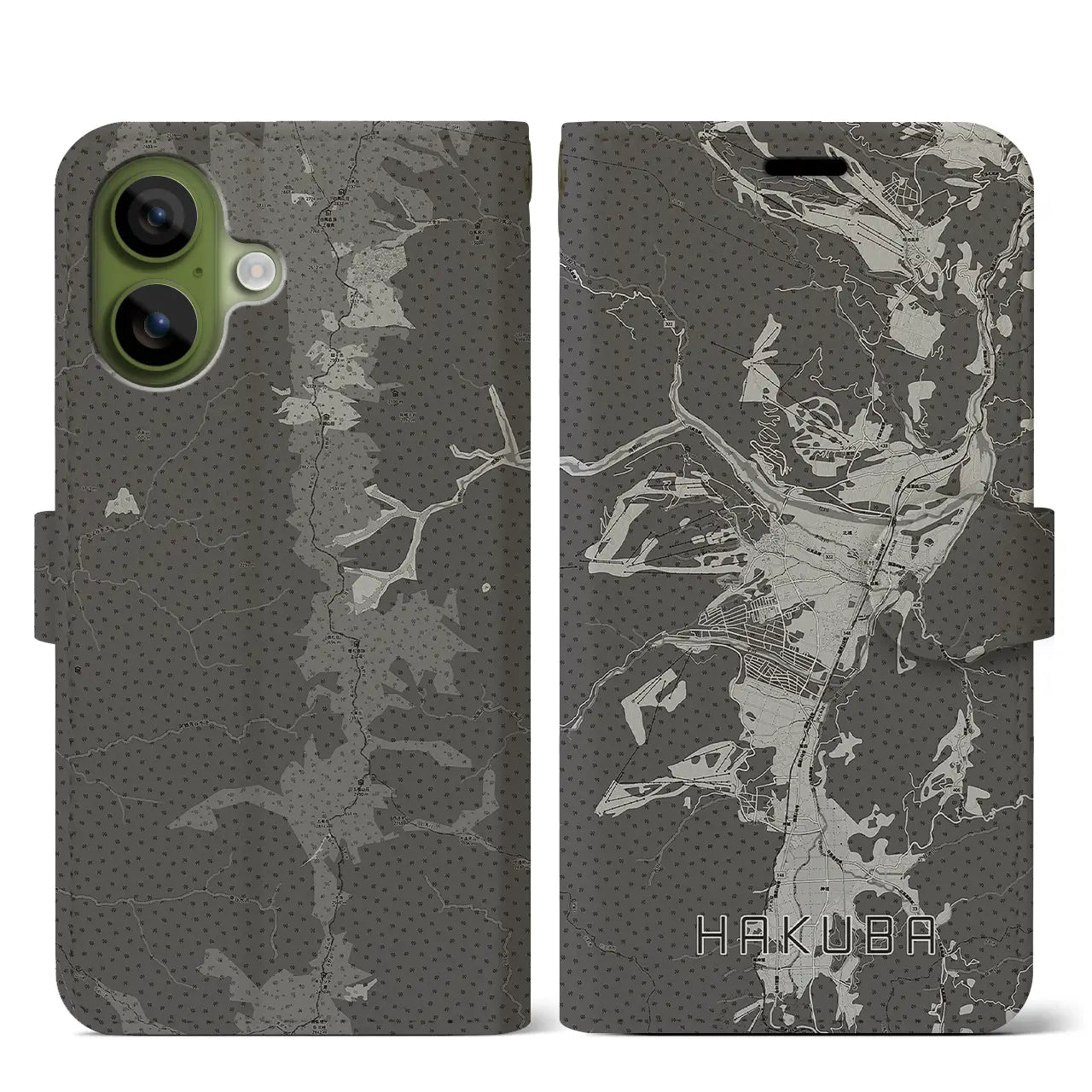 【白馬(長野県)】地図柄iPhoneケース(手帳タイプ)