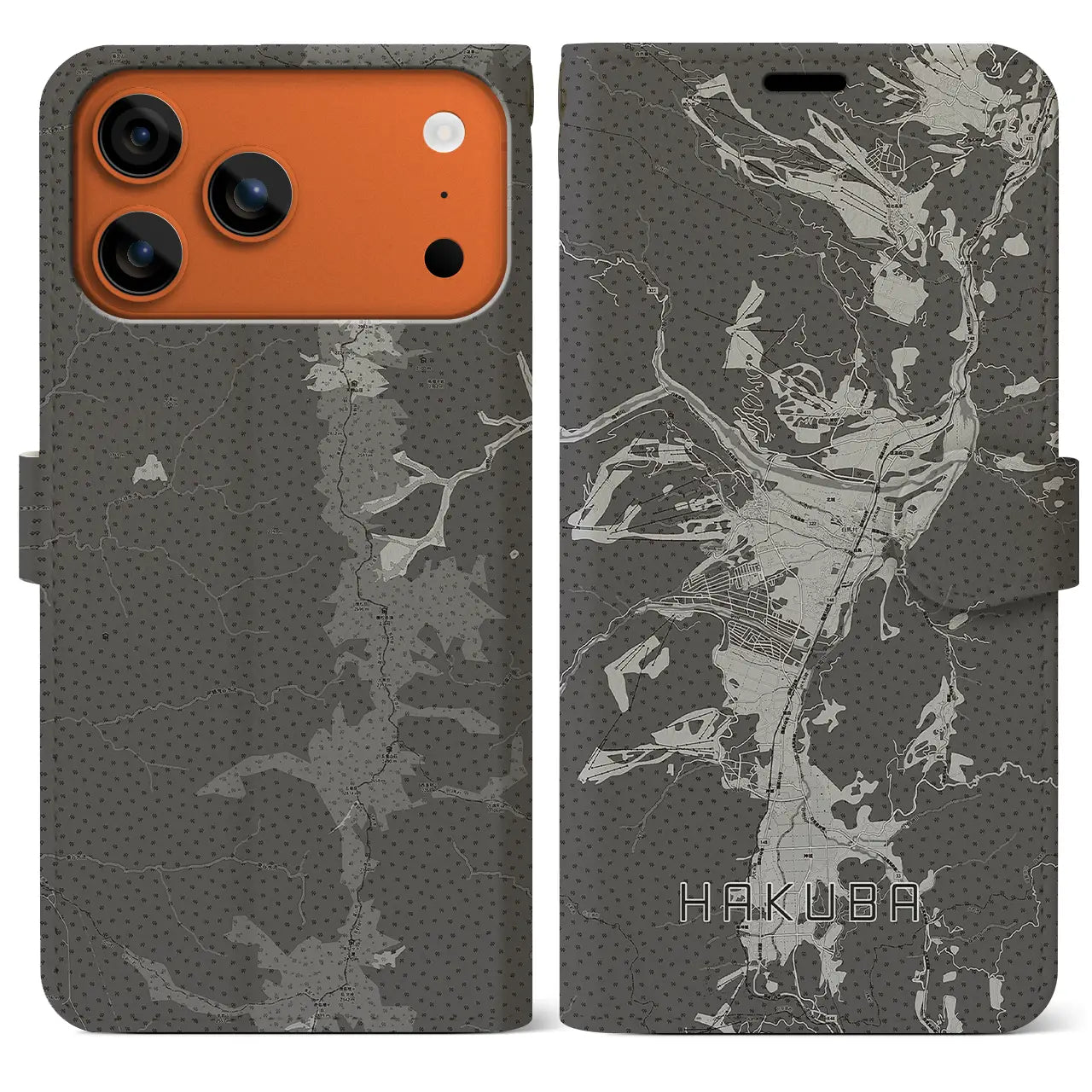 【白馬(長野県)】地図柄iPhoneケース(手帳タイプ)