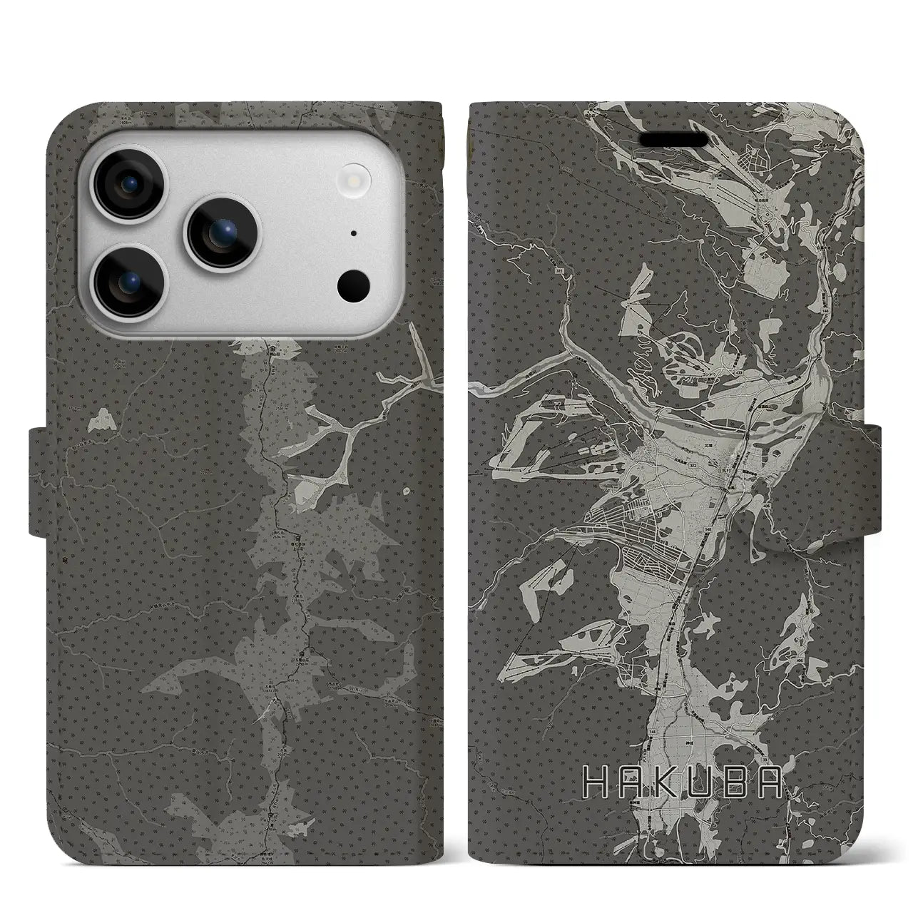 【白馬(長野県)】地図柄iPhoneケース(手帳タイプ)