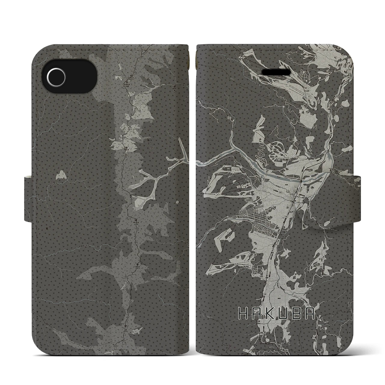 【白馬(長野県)】地図柄iPhoneケース(手帳タイプ)