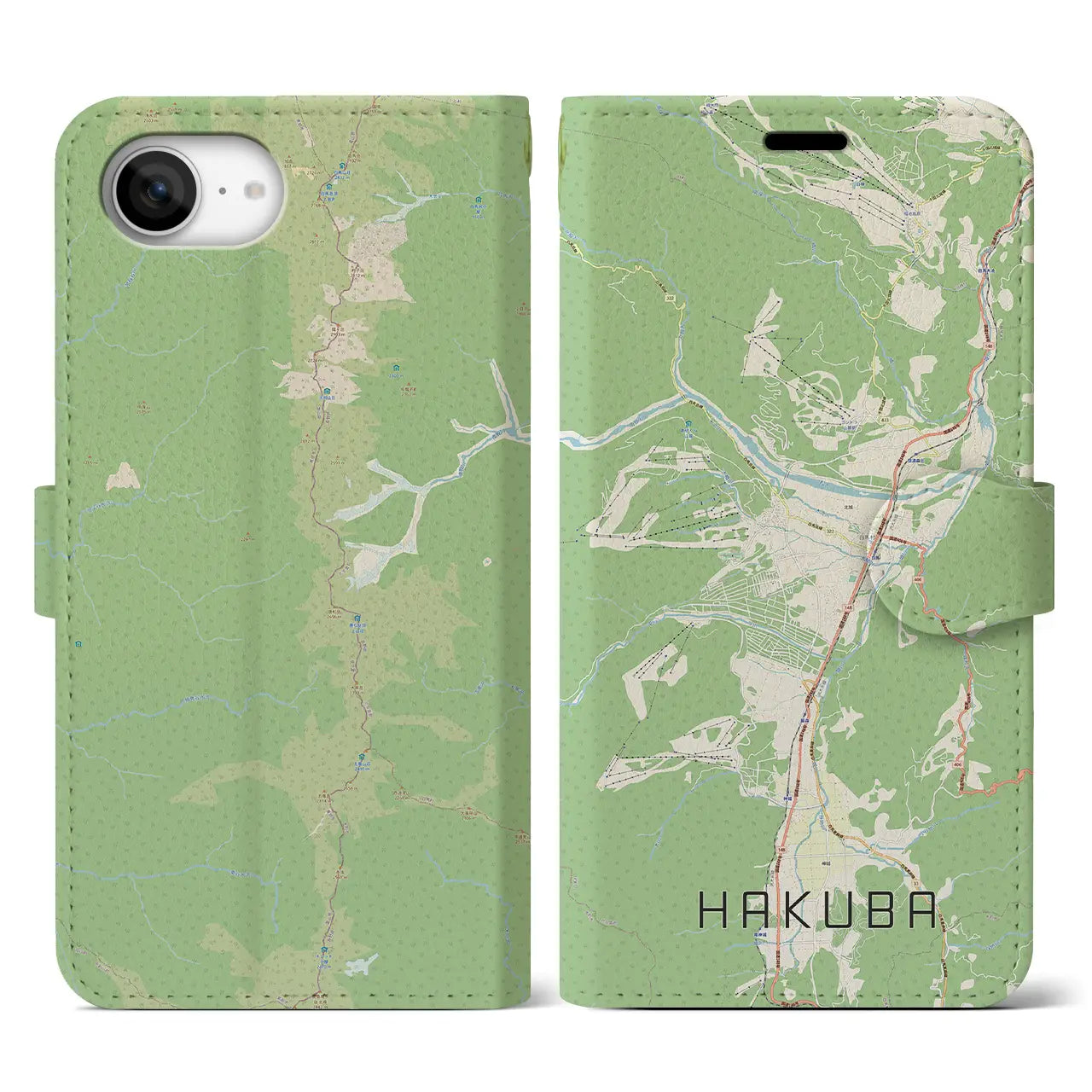 【白馬(長野県)】地図柄iPhoneケース(手帳タイプ)