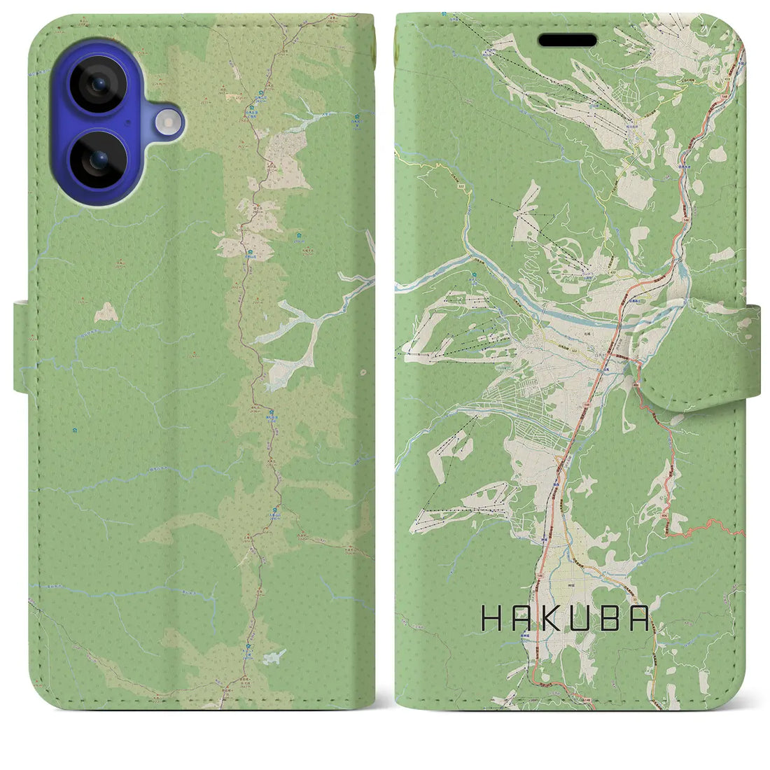 【白馬(長野県)】地図柄iPhoneケース(手帳タイプ)ナチュラル・iPhone 16 Pro Max 用