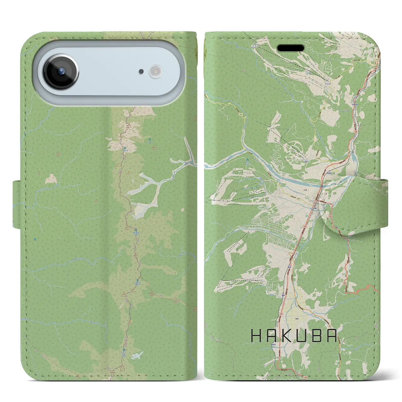 【白馬(長野県)】地図柄iPhoneケース(手帳タイプ)