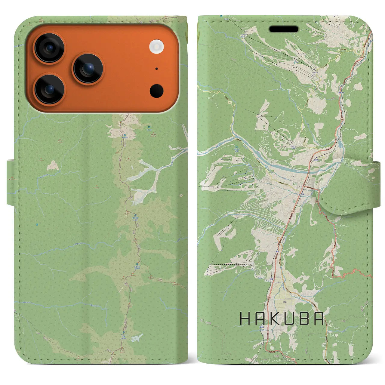 【白馬(長野県)】地図柄iPhoneケース(手帳タイプ)