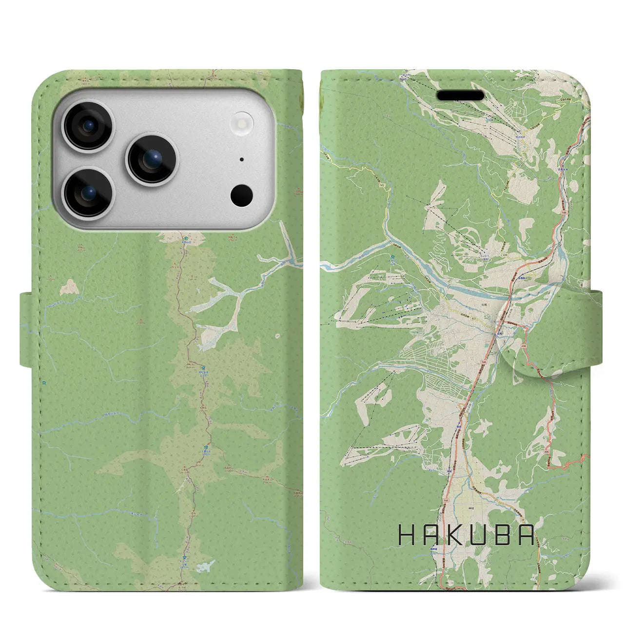 【白馬(長野県)】地図柄iPhoneケース(手帳タイプ)