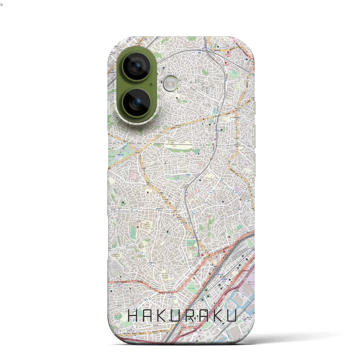 【白楽(神奈川県)】地図柄iPhoneケース(バックカバータイプ)ブラック・iPhone 17 Pro Max 用