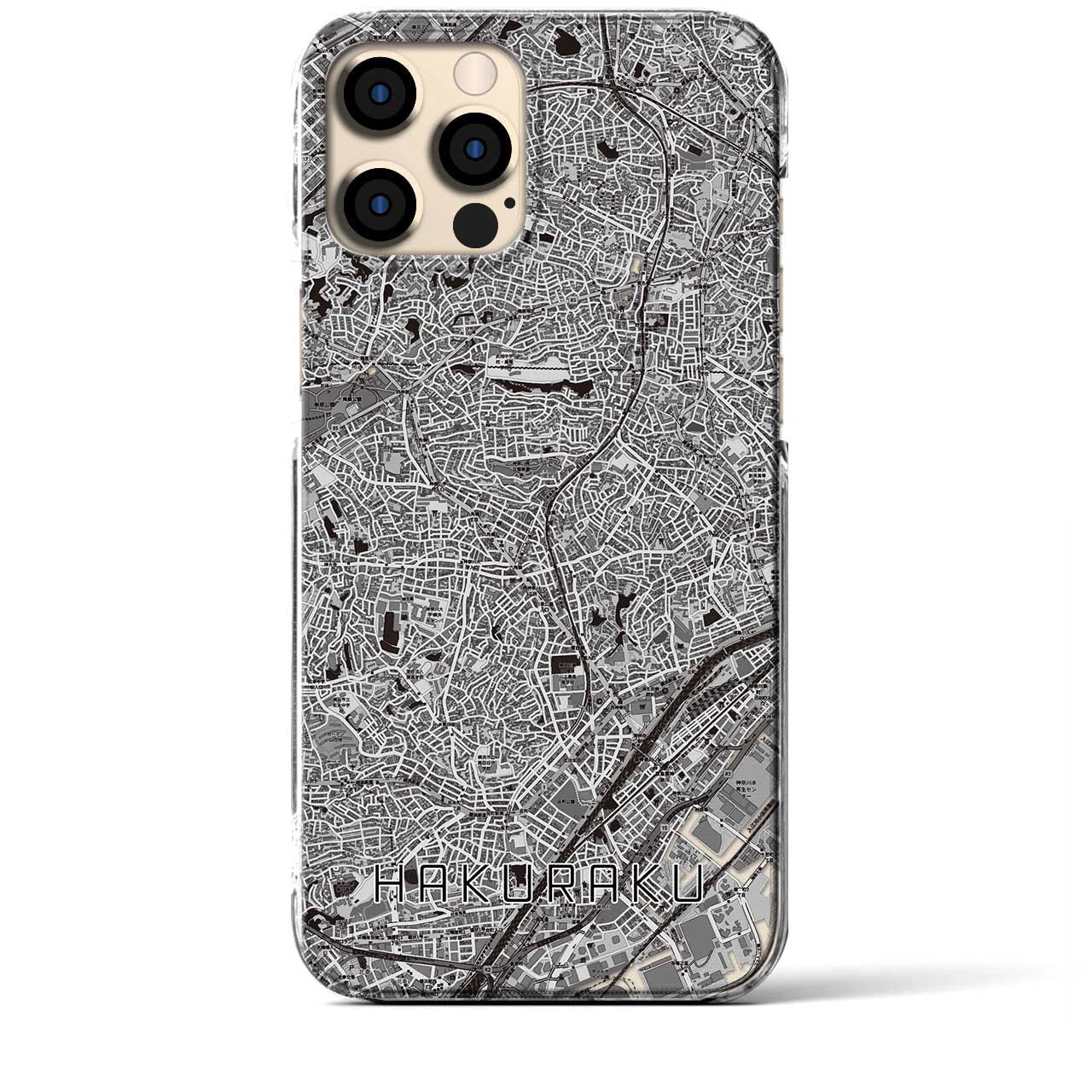 【白楽(神奈川県)】地図柄iPhoneケース(クリアタイプ)モノトーン・iPhone 12 Pro Max 用