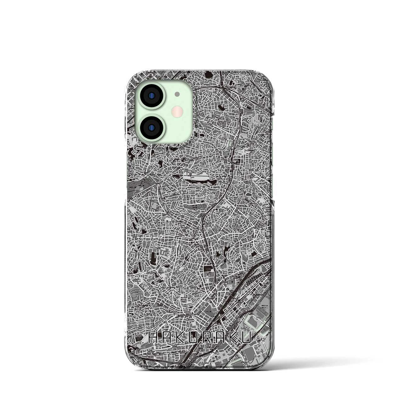 【白楽(神奈川県)】地図柄iPhoneケース(クリアタイプ)モノトーン・iPhone 12 mini 用