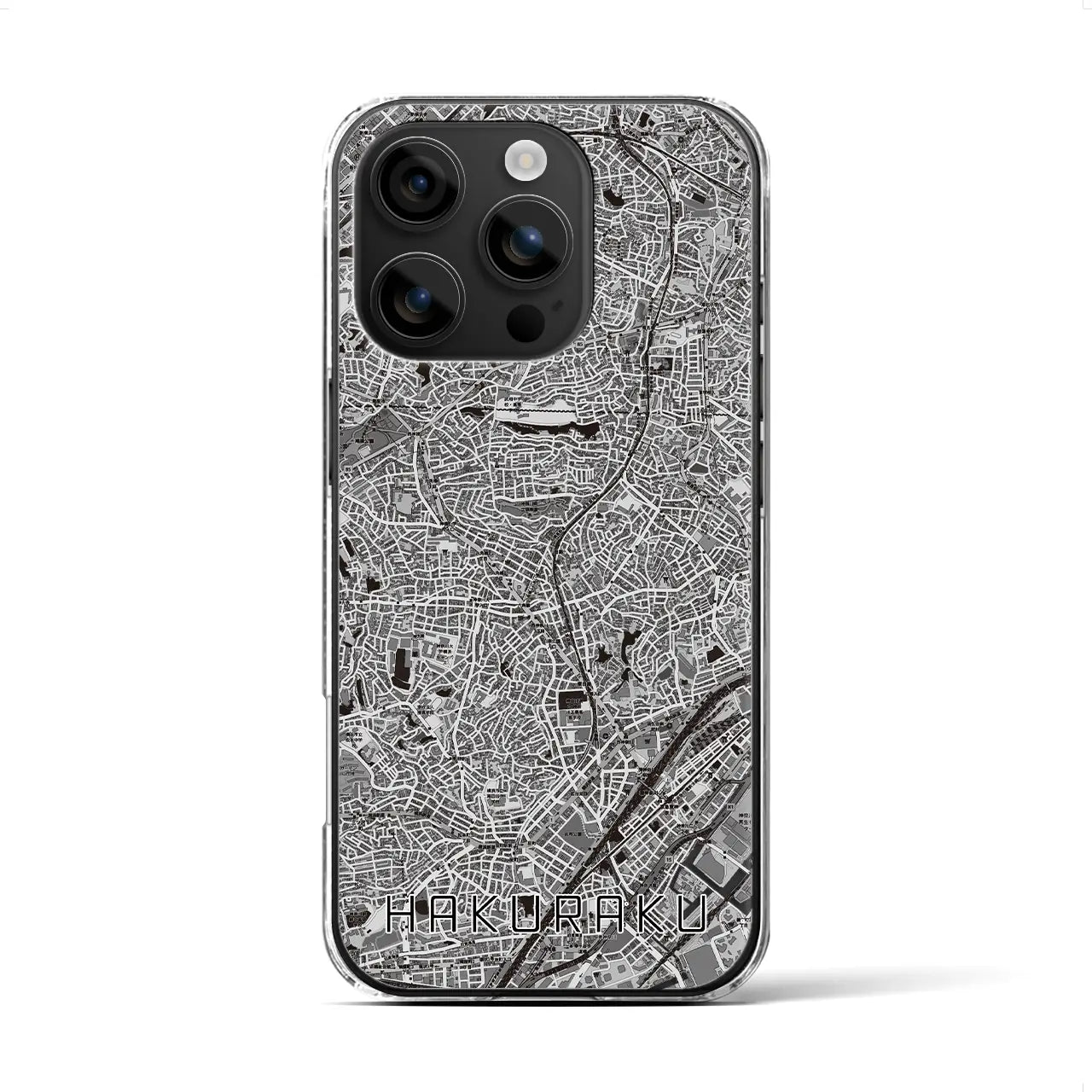 【白楽(神奈川県)】地図柄iPhoneケース(クリアタイプ)モノトーン・iPhone 16 用
