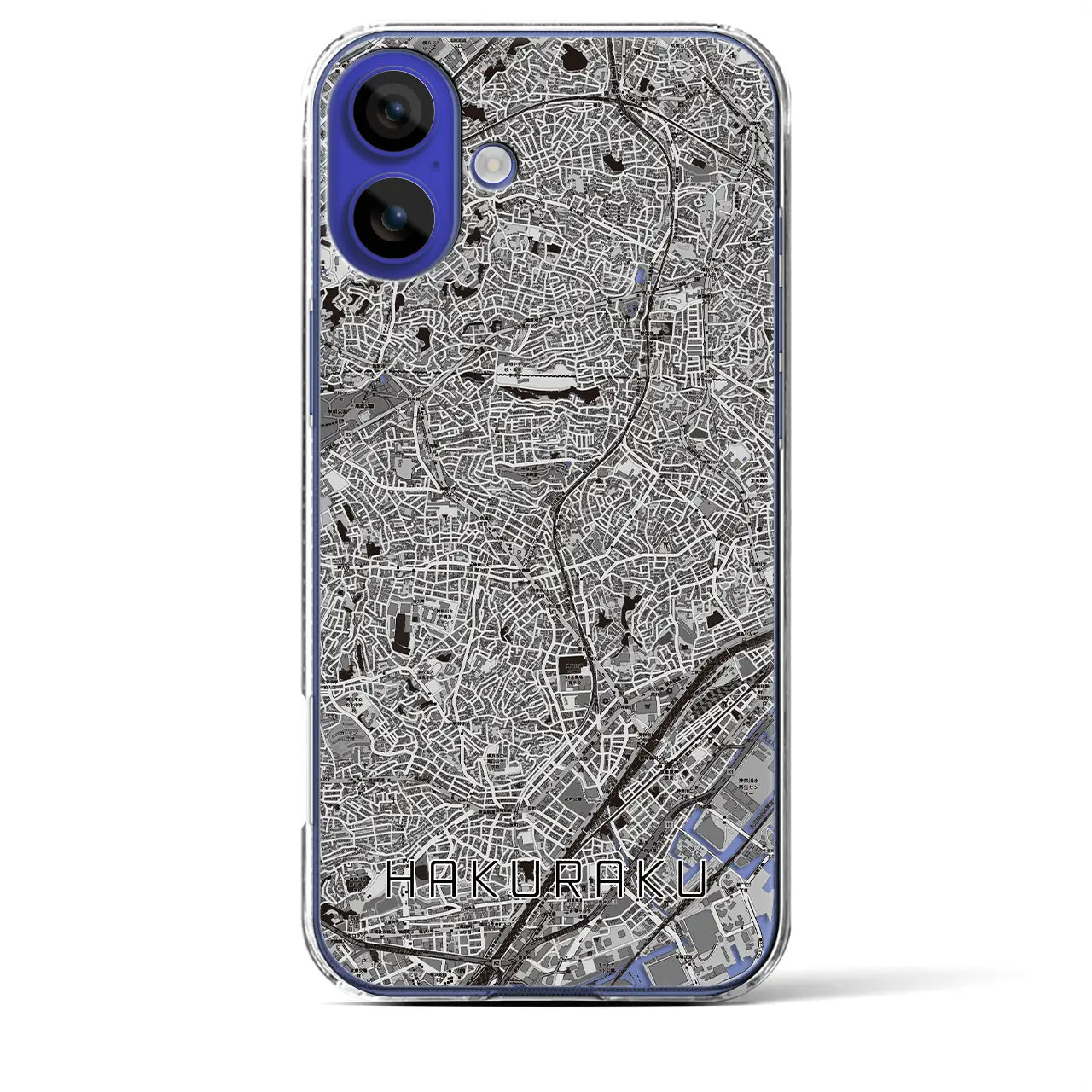 【白楽(神奈川県)】地図柄iPhoneケース(クリアタイプ)モノトーン・iPhone 16 Pro Max 用