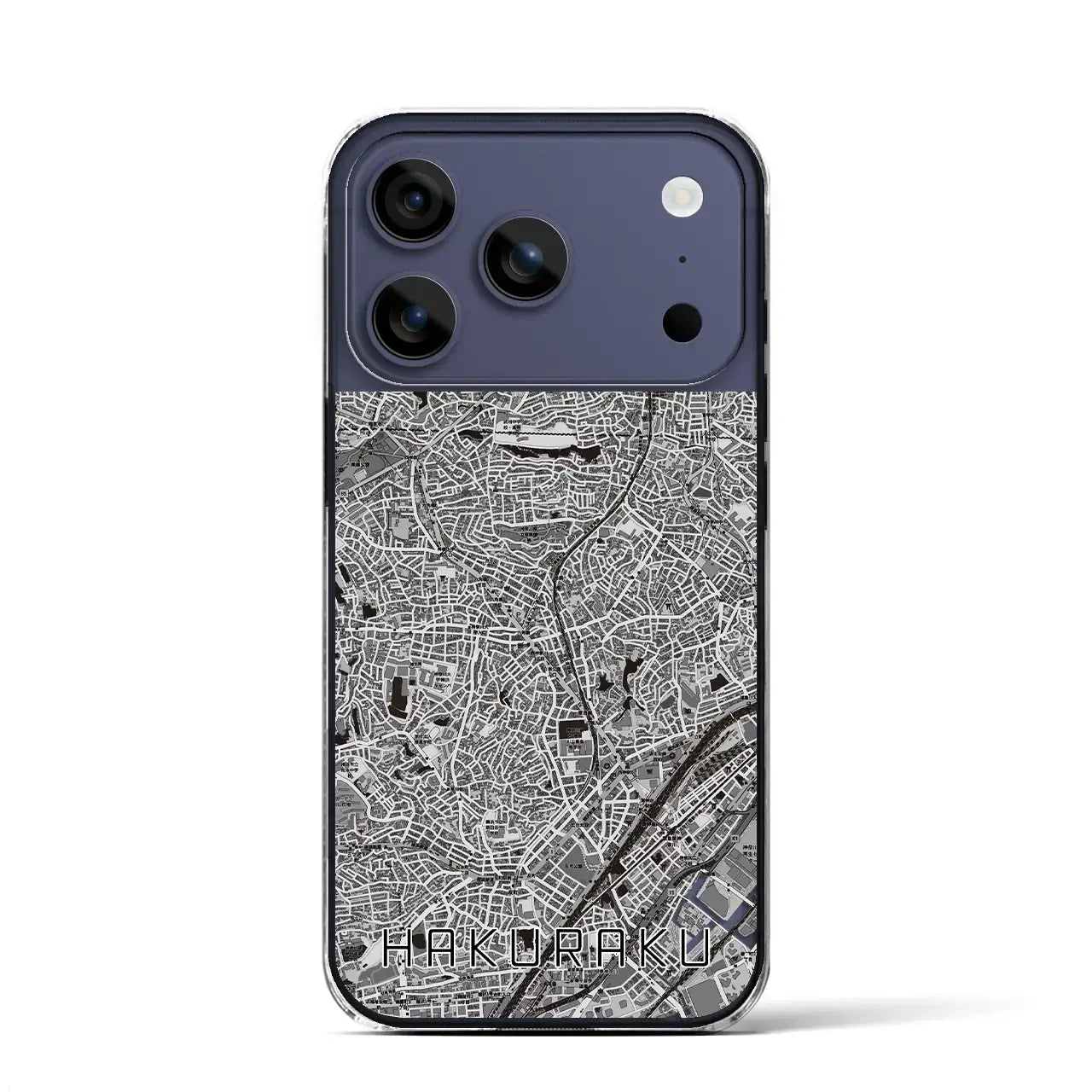 【白楽(神奈川県)】地図柄iPhoneケース(クリアタイプ)モノトーン・iPhone 17 Pro Max 用