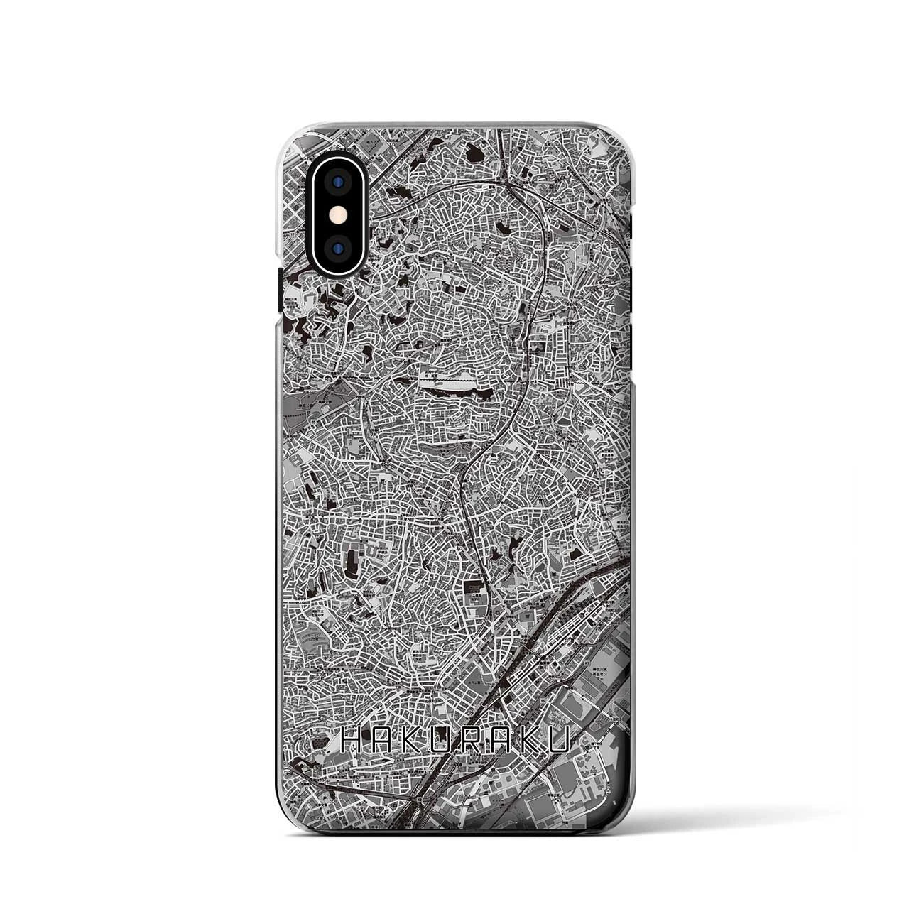 【白楽(神奈川県)】地図柄iPhoneケース(クリアタイプ)モノトーン・iPhone XS / X 用
