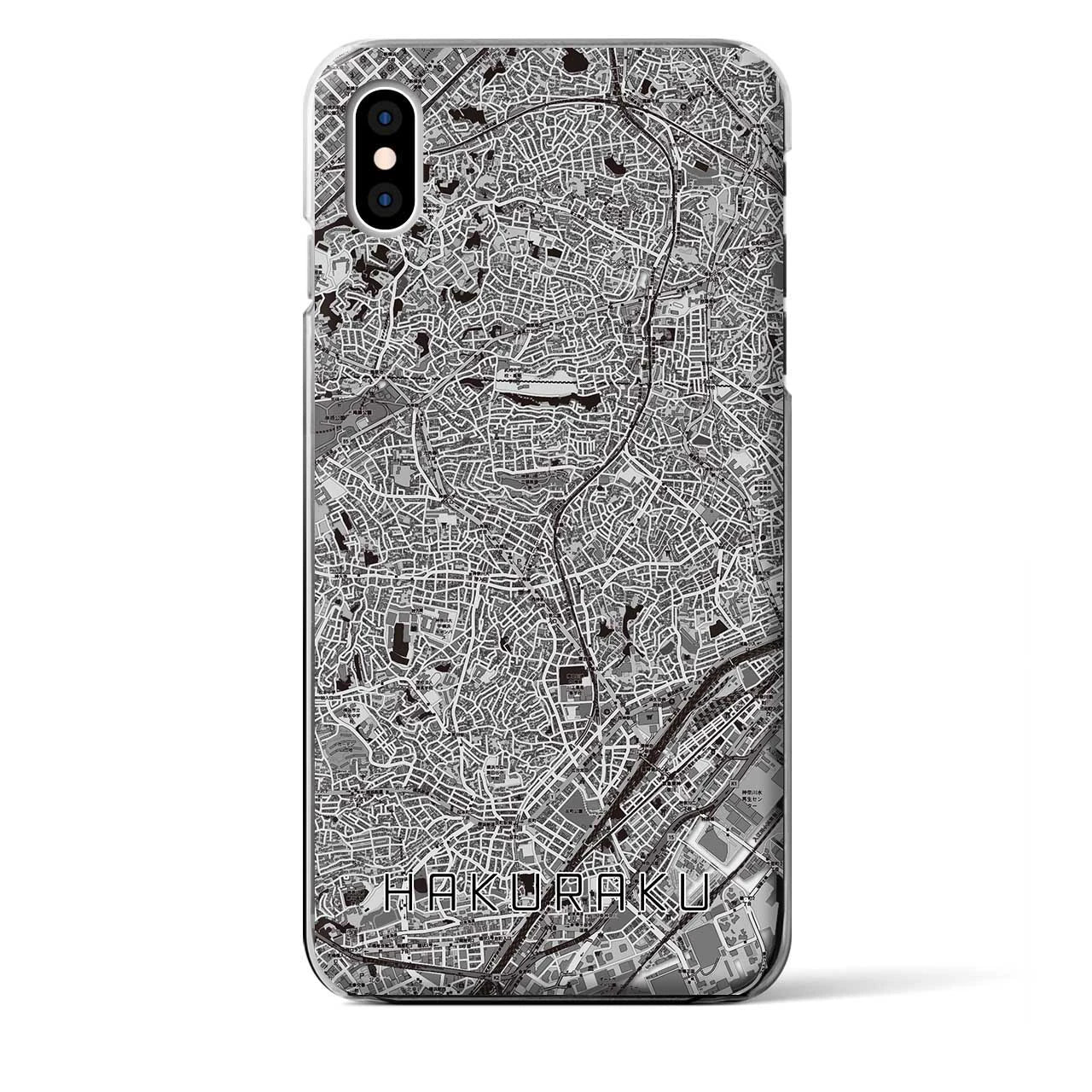 【白楽(神奈川県)】地図柄iPhoneケース(クリアタイプ)モノトーン・iPhone XS Max 用