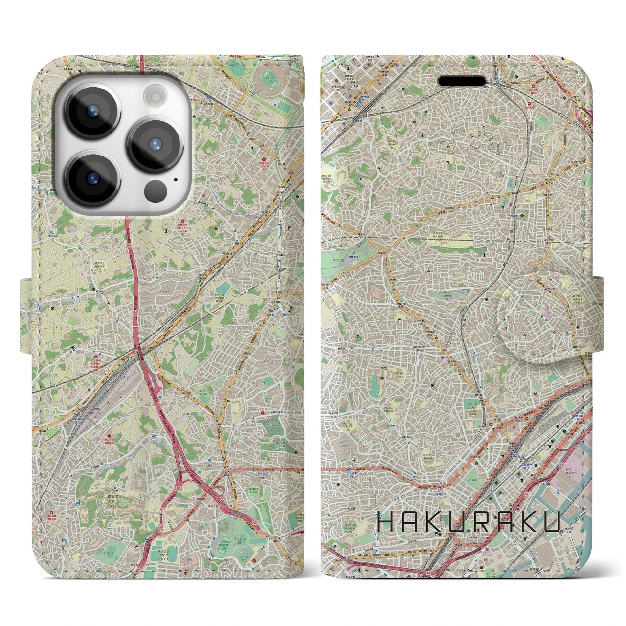 【白楽(神奈川県)】地図柄iPhoneケース(手帳タイプ)