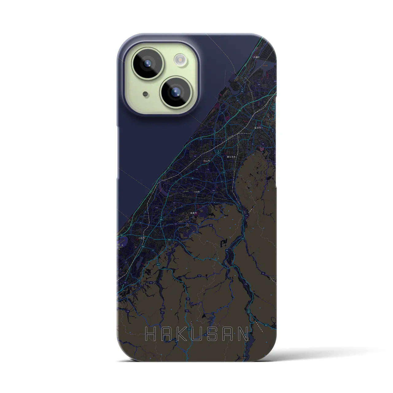 【白山(石川県)】地図柄iPhoneケース(バックカバータイプ)