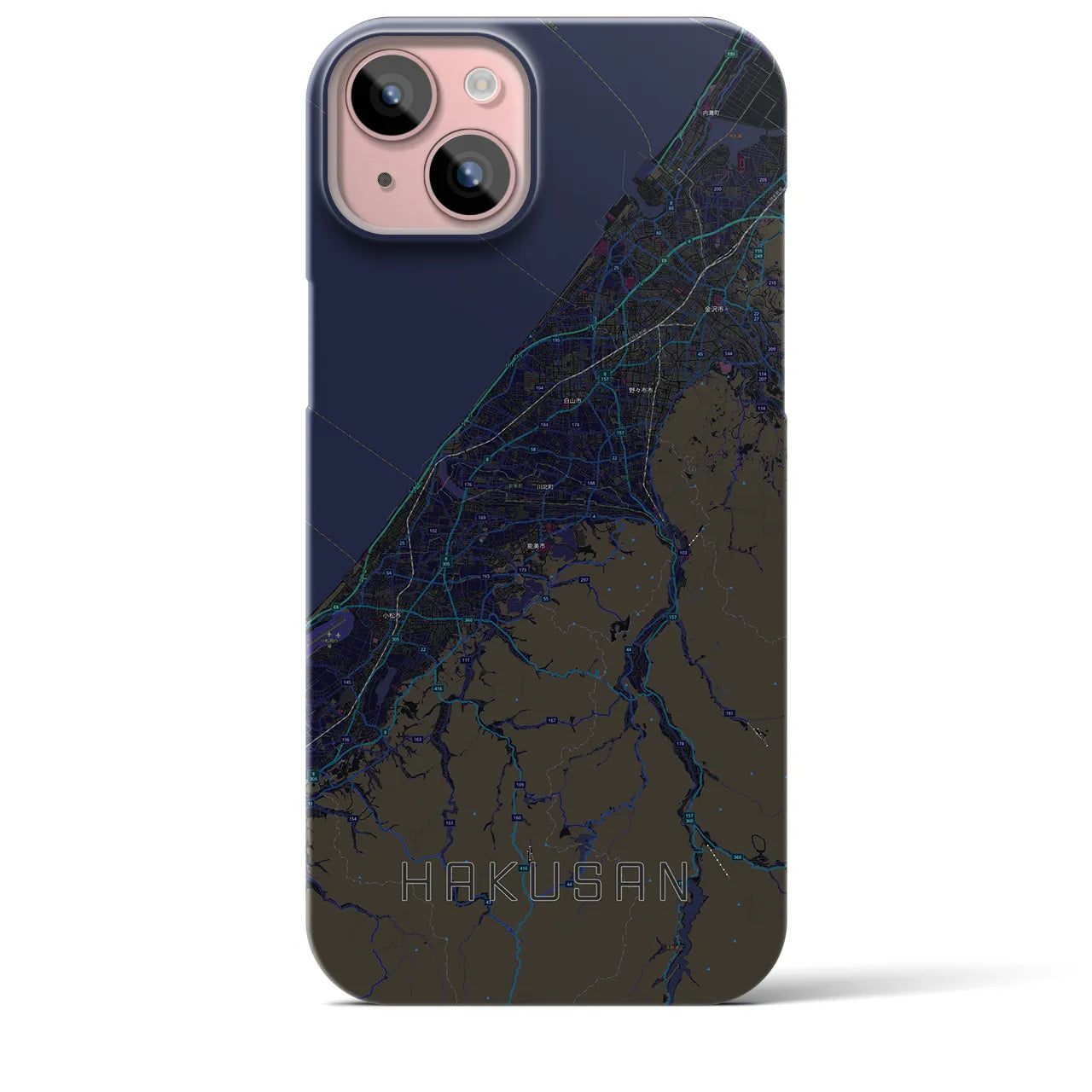 【白山(石川県)】地図柄iPhoneケース(バックカバータイプ)