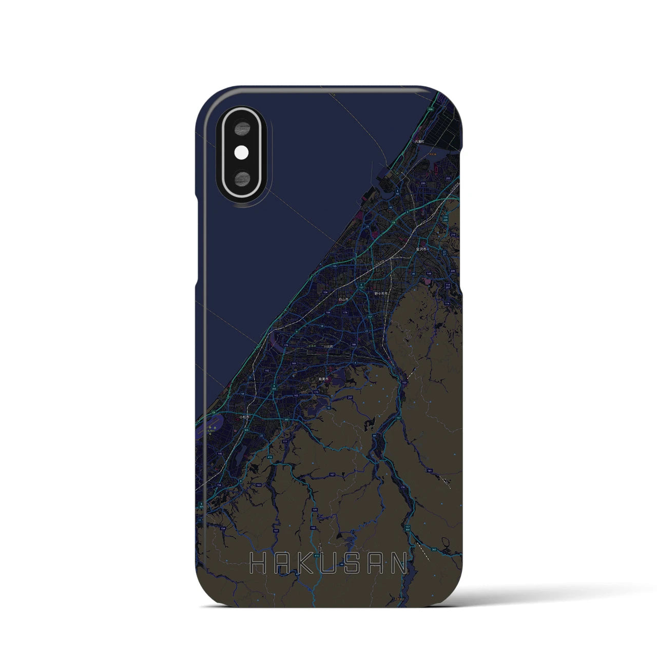 【白山(石川県)】地図柄iPhoneケース(バックカバータイプ)