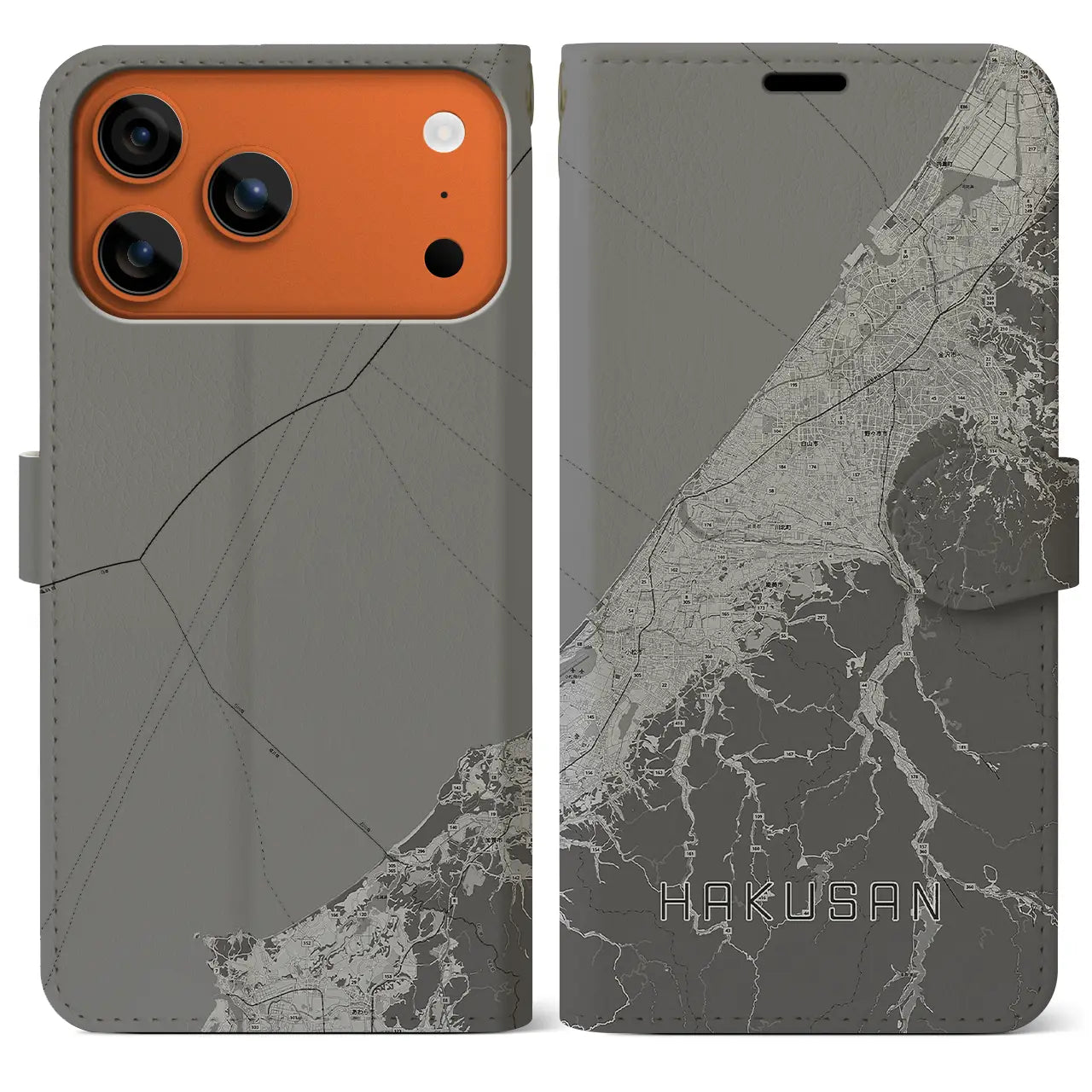 【白山(石川県)】地図柄iPhoneケース(手帳タイプ)