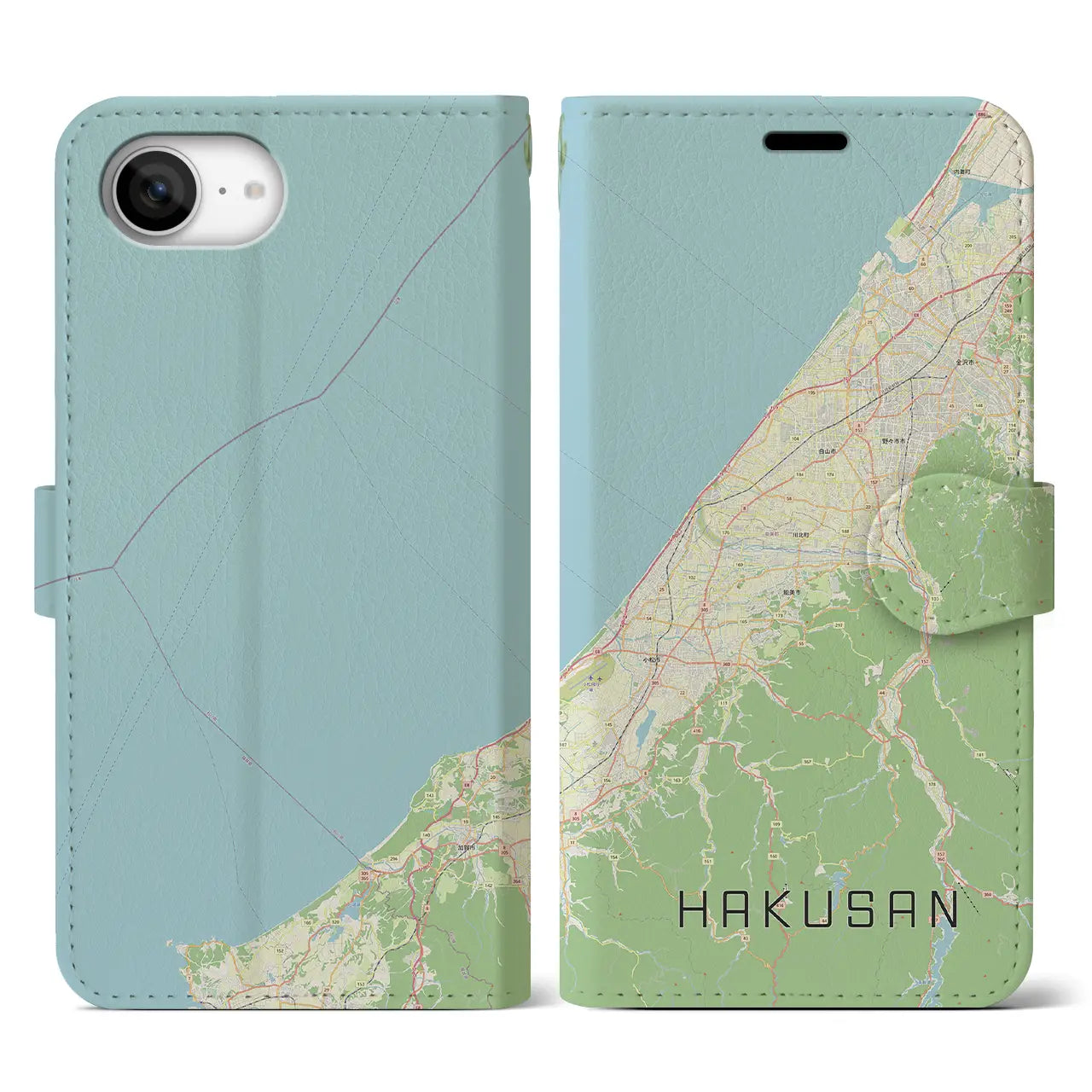 【白山(石川県)】地図柄iPhoneケース(手帳タイプ)