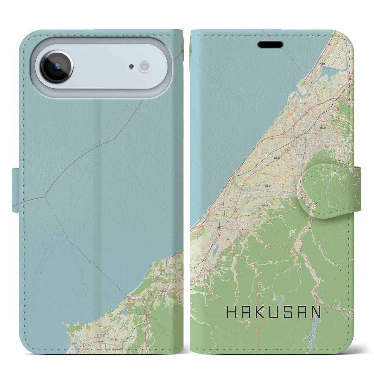 【白山(石川県)】地図柄iPhoneケース(手帳タイプ)
