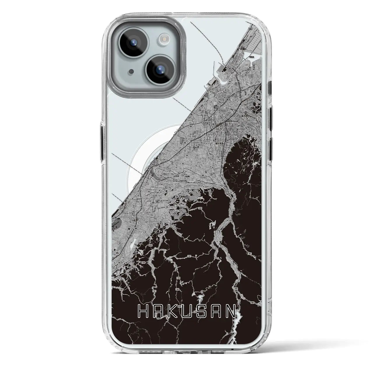 【白山(石川県)】地図柄iPhoneケース(MagSafeタイプ)