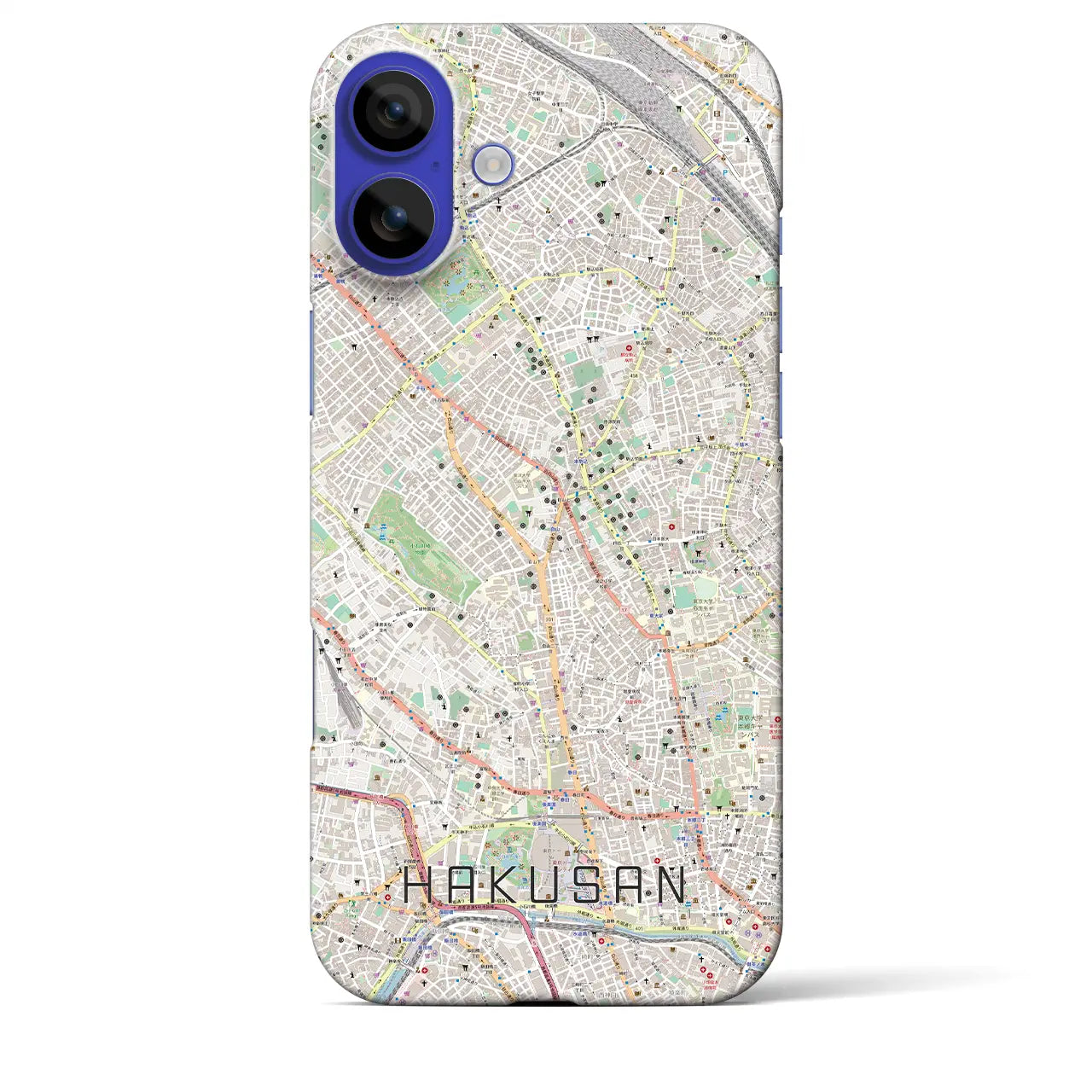 【白山(東京都)】地図柄iPhoneケース(バックカバータイプ)ナチュラル・iPhone 16 Pro Max 用
