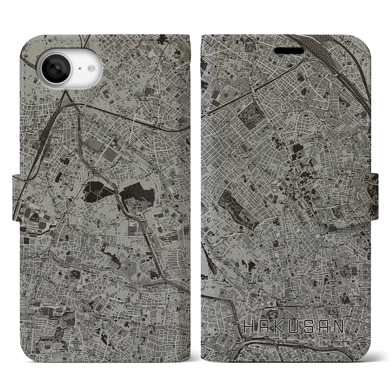 【白山(東京都)】地図柄iPhoneケース(手帳タイプ)