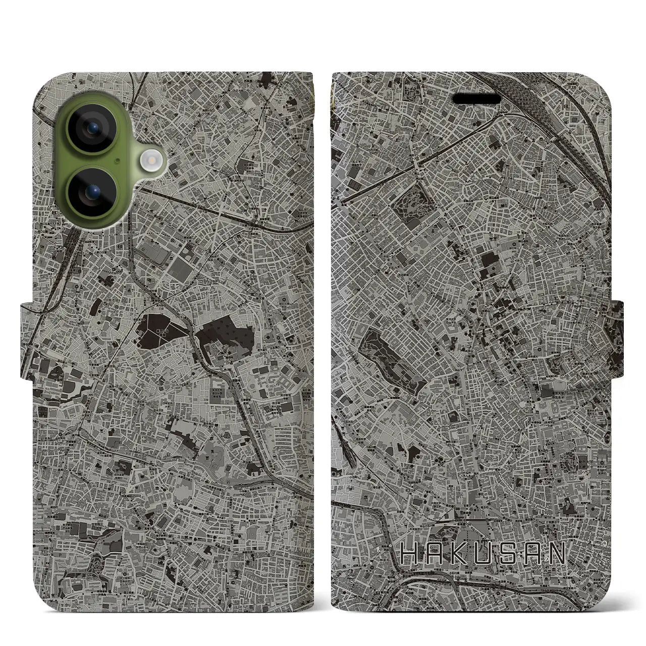 【白山(東京都)】地図柄iPhoneケース(手帳タイプ)