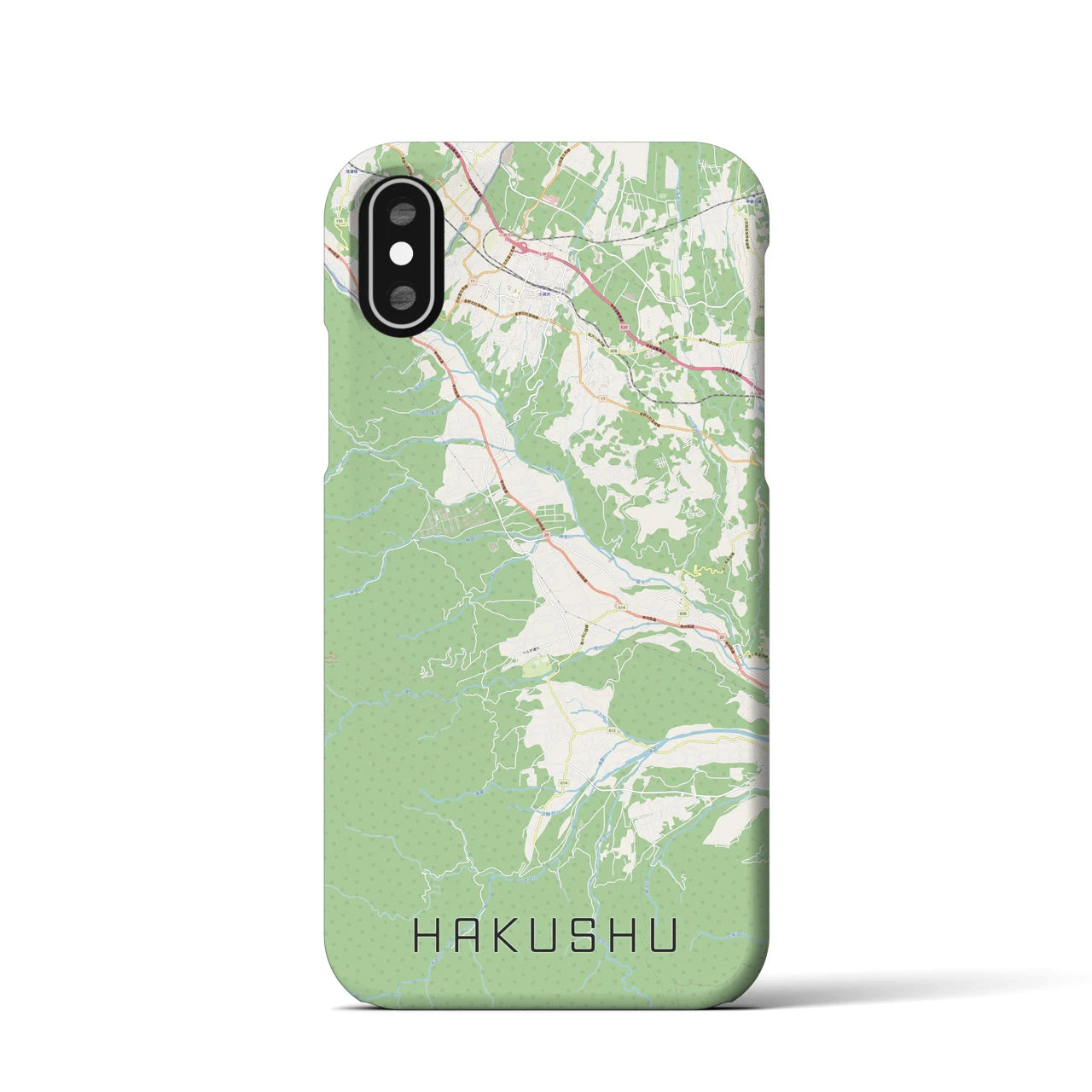 【白州(山梨県)】地図柄iPhoneケース(バックカバータイプ)