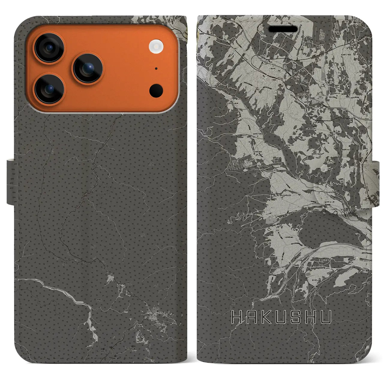 【白州(山梨県)】地図柄iPhoneケース(手帳タイプ)