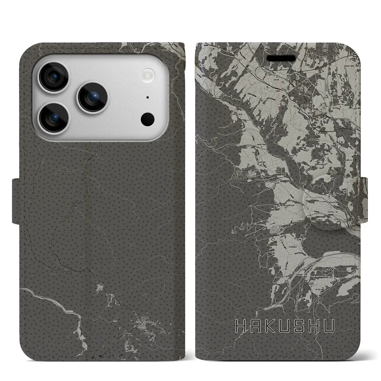 【白州(山梨県)】地図柄iPhoneケース(手帳タイプ)