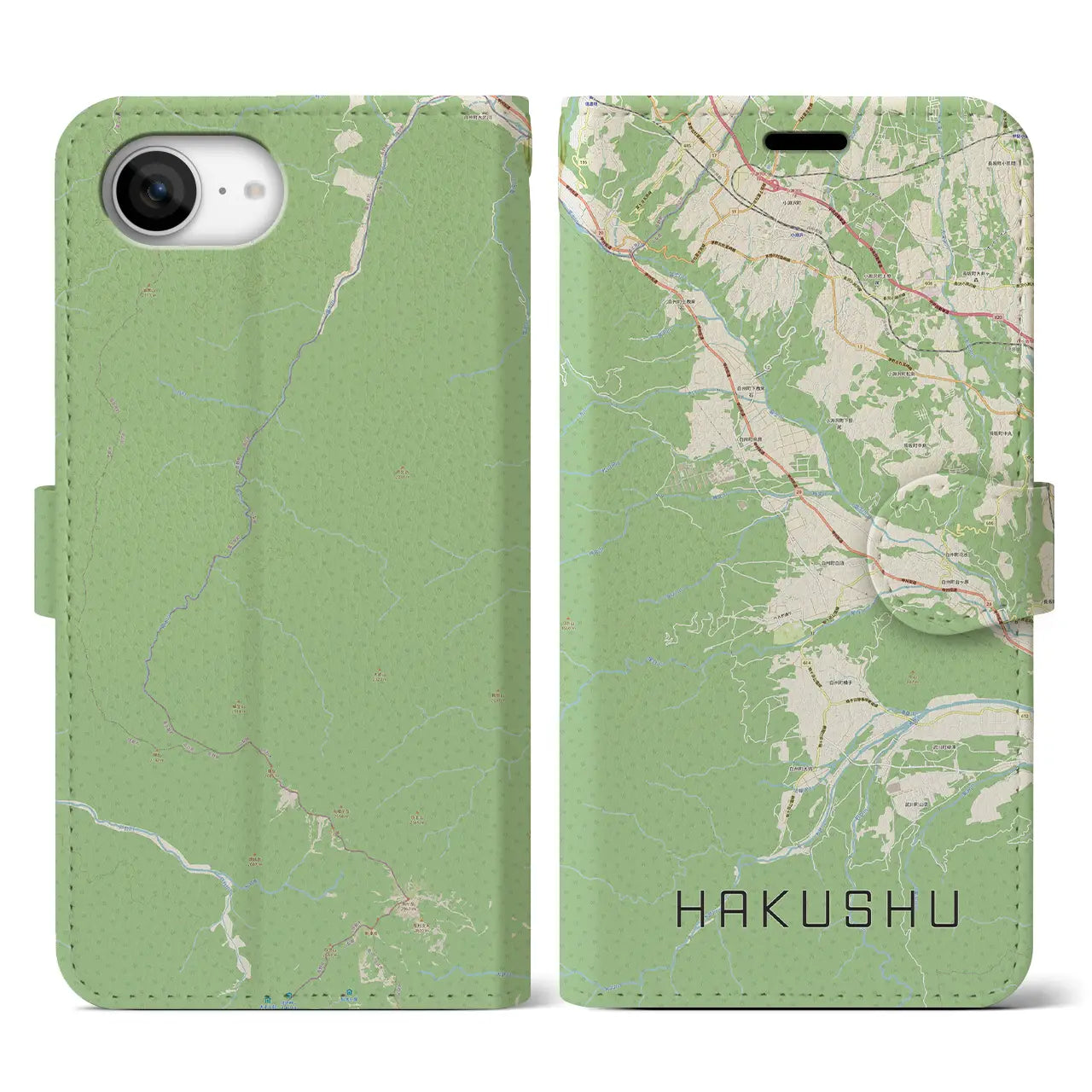 【白州(山梨県)】地図柄iPhoneケース(手帳タイプ)
