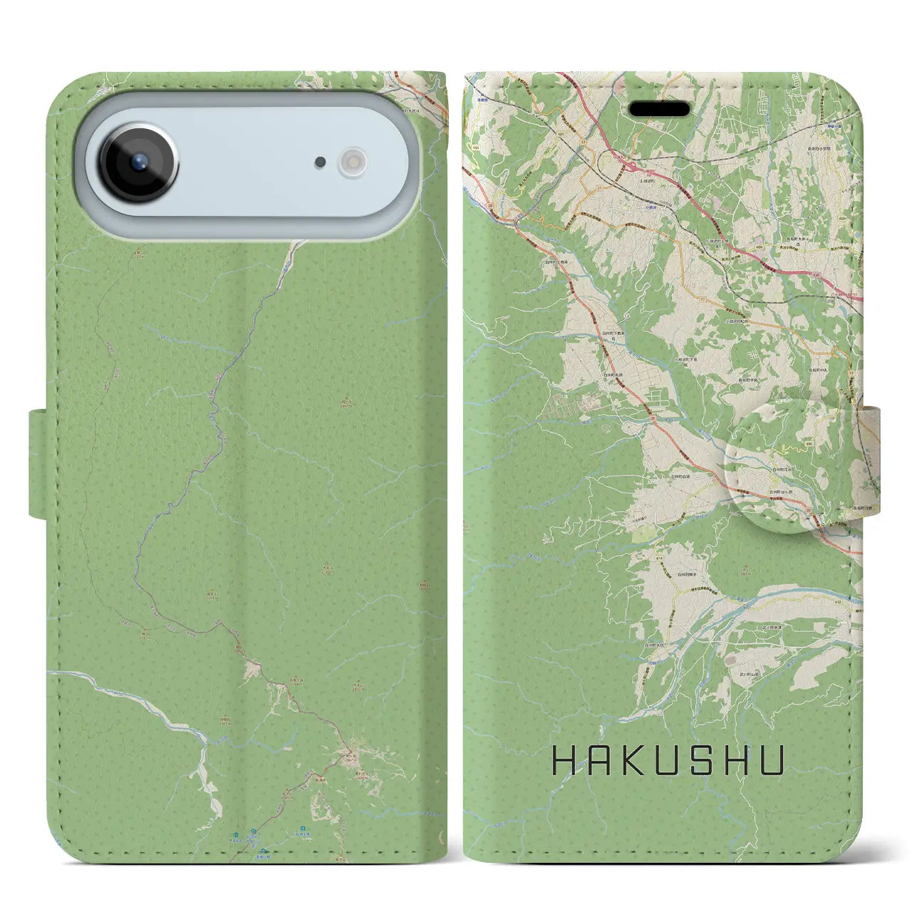 【白州(山梨県)】地図柄iPhoneケース(手帳タイプ)