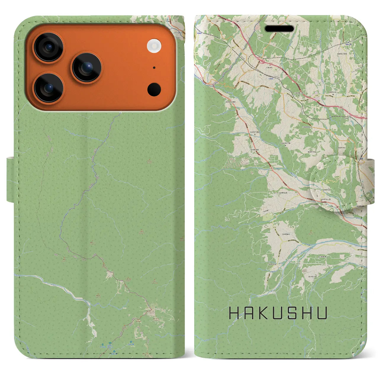 【白州(山梨県)】地図柄iPhoneケース(手帳タイプ)